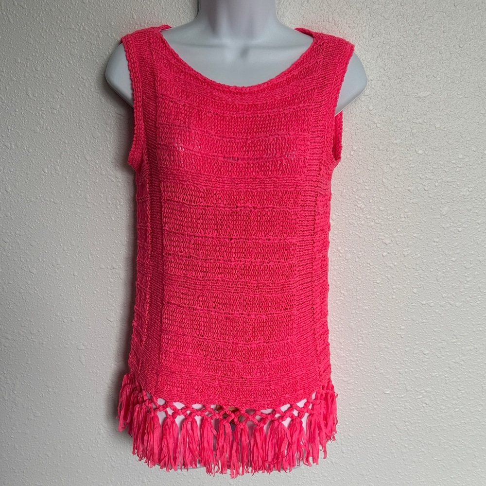 Lilly Pulitzer Sleeveless Luca Fringe Crochet Blouse Size XS